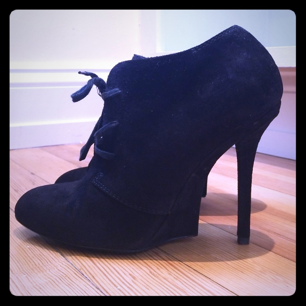 YSL black suade booties